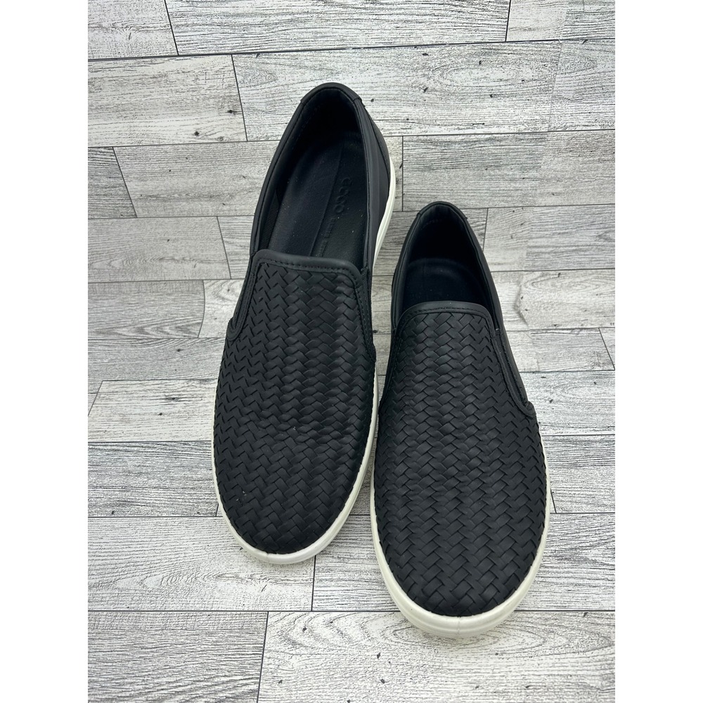 ECCO Soft 7 Woven Slip On Black Leather Shoes 470113-01001 Women EU 40 US 9-9.5